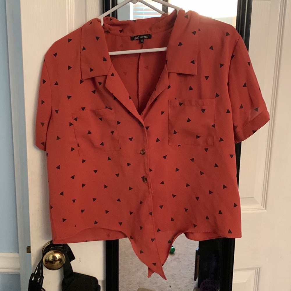 Orange and black button up shirt size medium